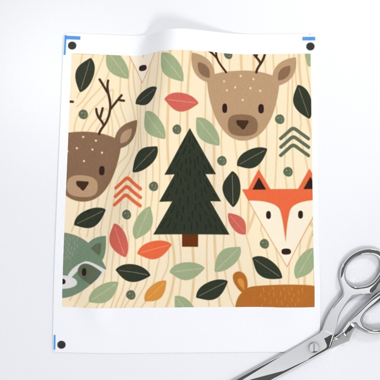 Woodland Creatures Animals Animal Creature Nursery Rustic Forest Cute Kids Room Pine Trees Neutral Custom Printed Fabric by Spoonflower Various Fabrics by the Yard or Fat Quarter